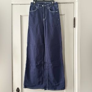 H&M Divided Navy Blue Wide-leg Twill Pants Size 2
